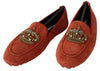 Dolce & Gabbana Orange Leather Crystal Crown  Loafers Shoes - GENUINE AUTHENTIC BRAND LLC  
