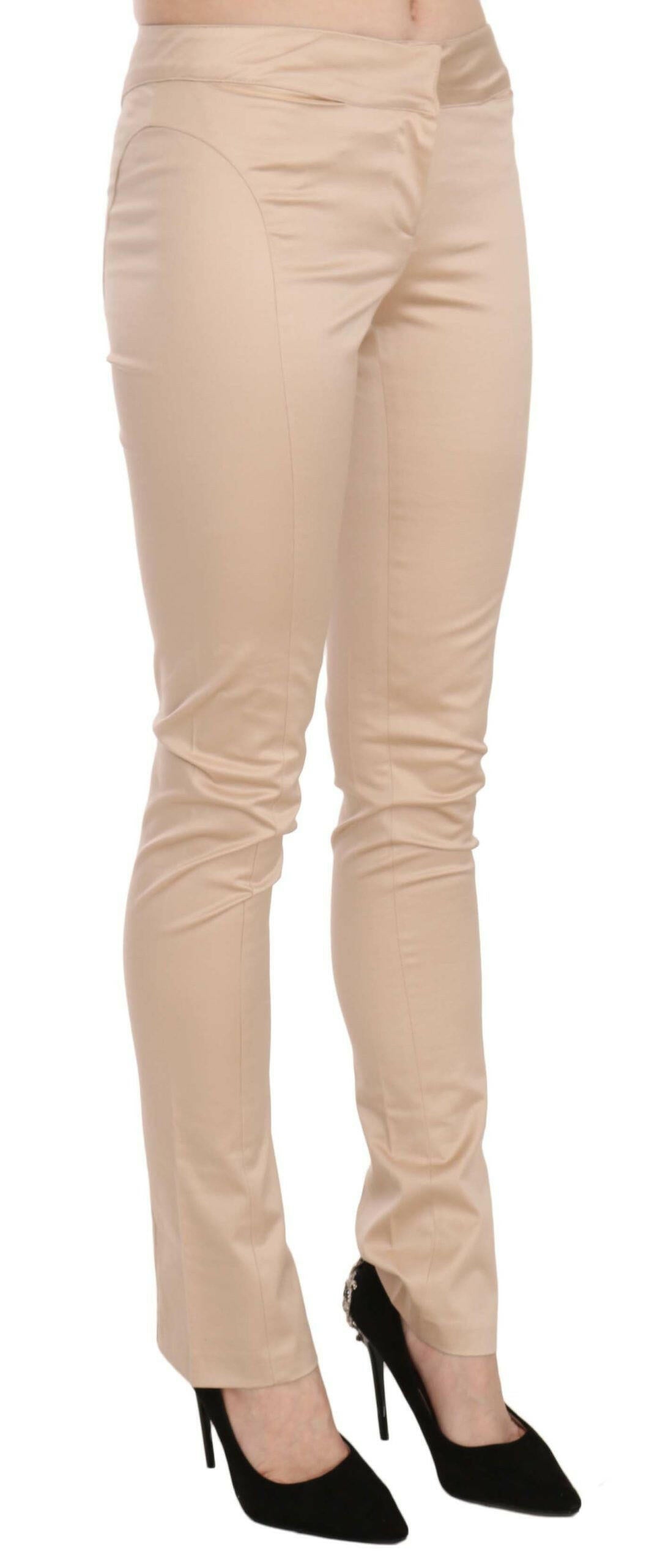 Just Cavalli Cream Low Waist Skinny Formal Trousers Pants - GENUINE AUTHENTIC BRAND LLC  