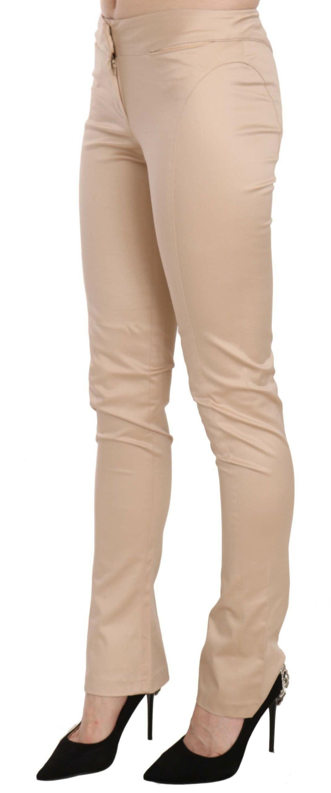 Just Cavalli Cream Low Waist Skinny Formal Trousers Pants - GENUINE AUTHENTIC BRAND LLC  