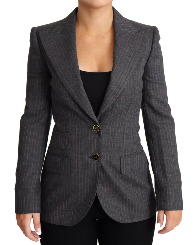 Dolce & Gabbana Gray Single Breasted Fitted Blazer Wool Jacket - GENUINE AUTHENTIC BRAND LLC  