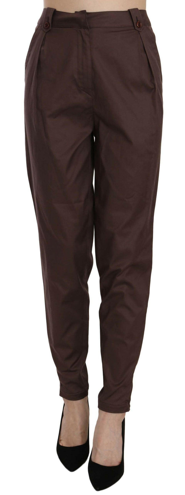 Just Cavalli Brown High Waist Tapered Formal Trousers Pants - GENUINE AUTHENTIC BRAND LLC  