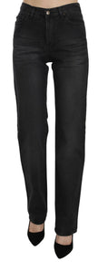 Just Cavalli Black Washed High Waist Straight Denim Pants Jeans - GENUINE AUTHENTIC BRAND LLC  