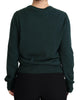 Dolce & Gabbana Dark Green Cashmere Crewneck Cardigan Sweater
