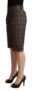 Dolce & Gabbana Brown Checkered Wool Bermuda Mid Waist Shorts - GENUINE AUTHENTIC BRAND LLC  