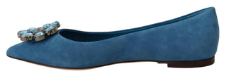 Dolce & Gabbana Blue Suede Crystals Loafers Flats Shoes - GENUINE AUTHENTIC BRAND LLC  