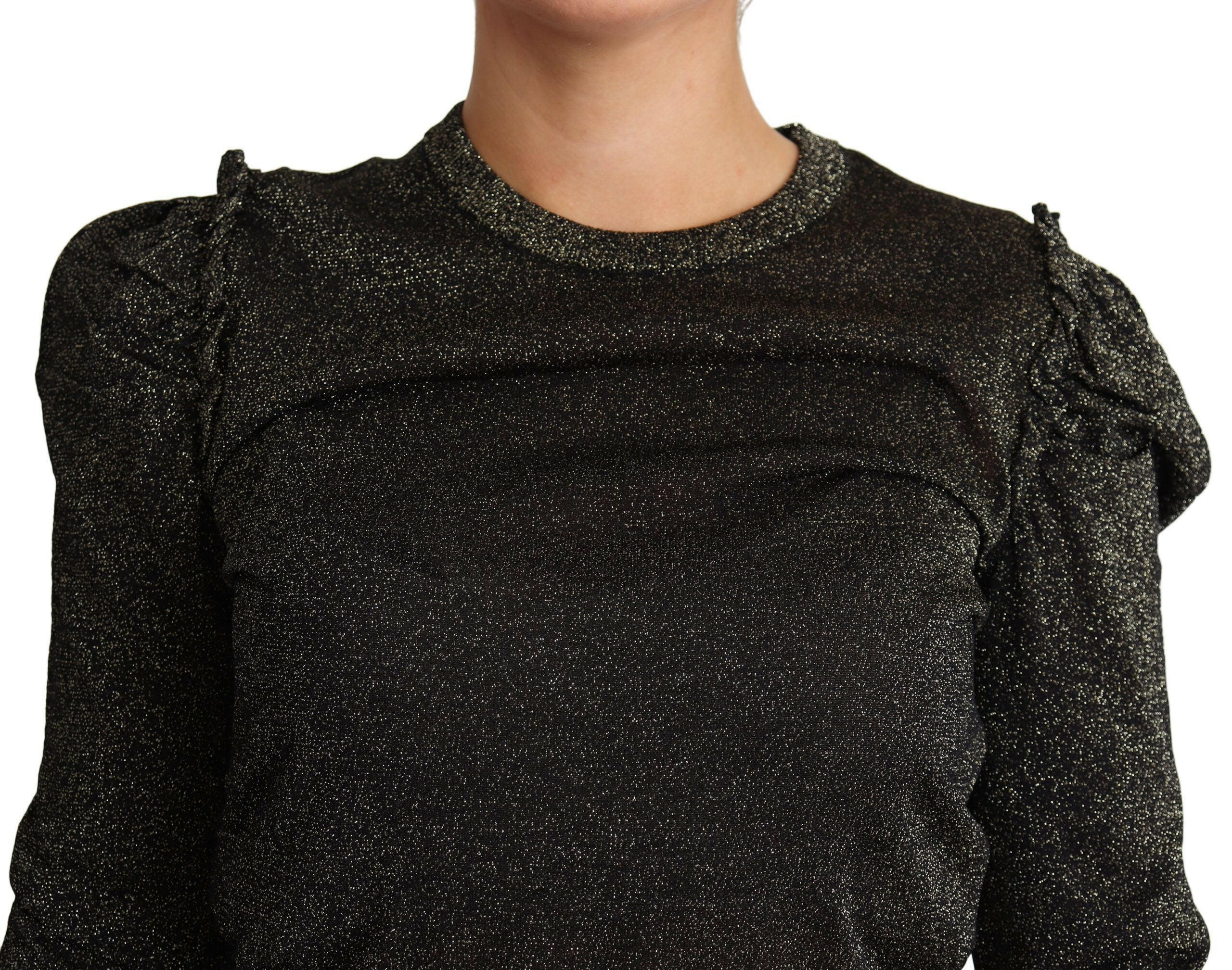 Dolce & Gabbana Black Gold Cropped Women Pullover Sweater - GENUINE AUTHENTIC BRAND LLC  