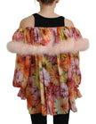 Dolce & Gabbana Multicolor Floral Fur Shearling Blouse Top - GENUINE AUTHENTIC BRAND LLC  