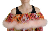 Dolce & Gabbana Multicolor Floral Fur Shearling Blouse Top - GENUINE AUTHENTIC BRAND LLC  