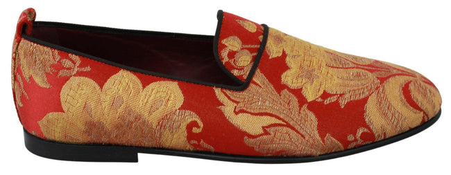 Dolce & Gabbana Red Gold Brocade Slippers Loafers Shoes - GENUINE AUTHENTIC BRAND LLC  