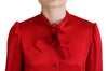 Dolce & Gabbana Red Ascot Collar Long Sleeves Blouse Top - GENUINE AUTHENTIC BRAND LLC  