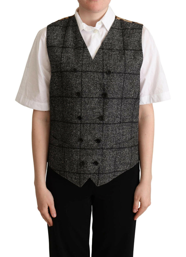 Dolce & Gabbana Gray Wool Leopard Print Waistcoat Vest - GENUINE AUTHENTIC BRAND LLC  