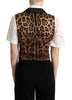 Dolce & Gabbana Black Brown Leopard Print Waistcoat Vest - GENUINE AUTHENTIC BRAND LLC  