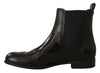 Dolce & Gabbana Black Leather Ankle High Flat Boots Shoes - GENUINE AUTHENTIC BRAND LLC  