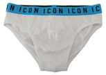 Dsquared² White Icon Logo Cotton Stretch Men Brief Underwear - GENUINE AUTHENTIC BRAND LLC  