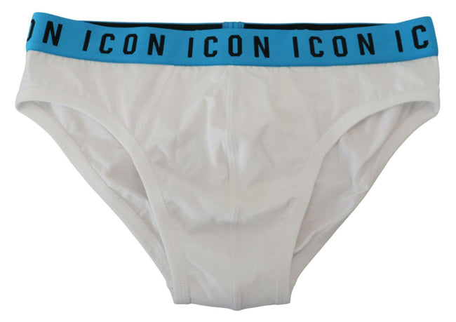 Dsquared² White Icon Logo Cotton Stretch Men Brief Underwear - GENUINE AUTHENTIC BRAND LLC  