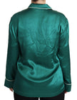 Dolce & Gabbana Green Pyjama Blouse Silk Lounge Sleepwear Top - GENUINE AUTHENTIC BRAND LLC  