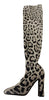 Dolce & Gabbana White Black Leopard Stretch Long Boots - GENUINE AUTHENTIC BRAND LLC  