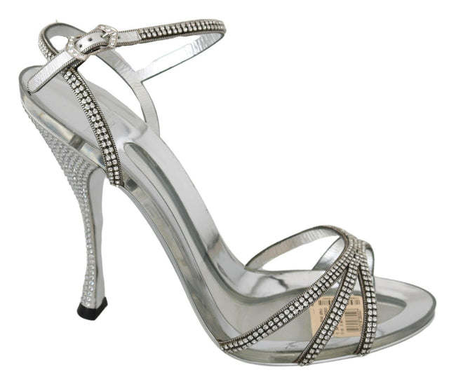 Dolce & Gabbana Silver Crystal Ankle Strap Sandals Shoes - GENUINE AUTHENTIC BRAND LLC  