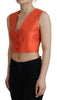 Dolce & Gabbana Orange Sleeveless Waistcoat Cropped Vest Top - GENUINE AUTHENTIC BRAND LLC  