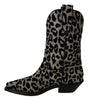 Dolce & Gabbana Gray Black Leopard Cowboy Boots Shoes - GENUINE AUTHENTIC BRAND LLC  
