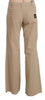 Just Cavalli Beige Cotton Mid Waist Flared Trousers Pants - GENUINE AUTHENTIC BRAND LLC  
