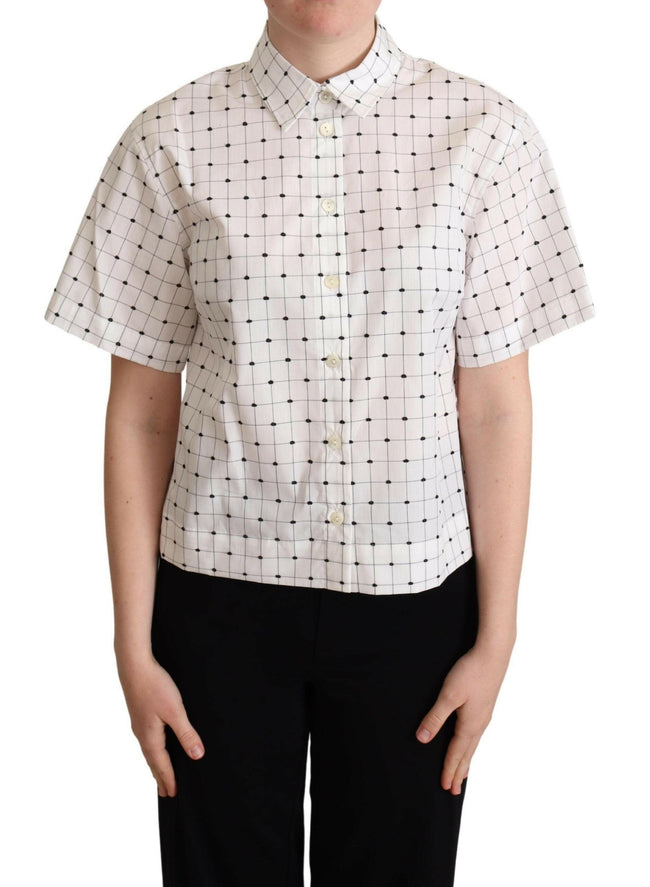 Dolce & Gabbana White Polka Dot Cotton Collared Shirt Top - GENUINE AUTHENTIC BRAND LLC  