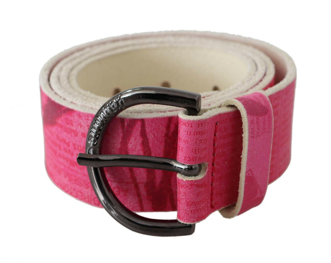 John Galliano Pink Leather Letter Logo Design Round Buckle Belt - GENUINE AUTHENTIC BRAND LLC  