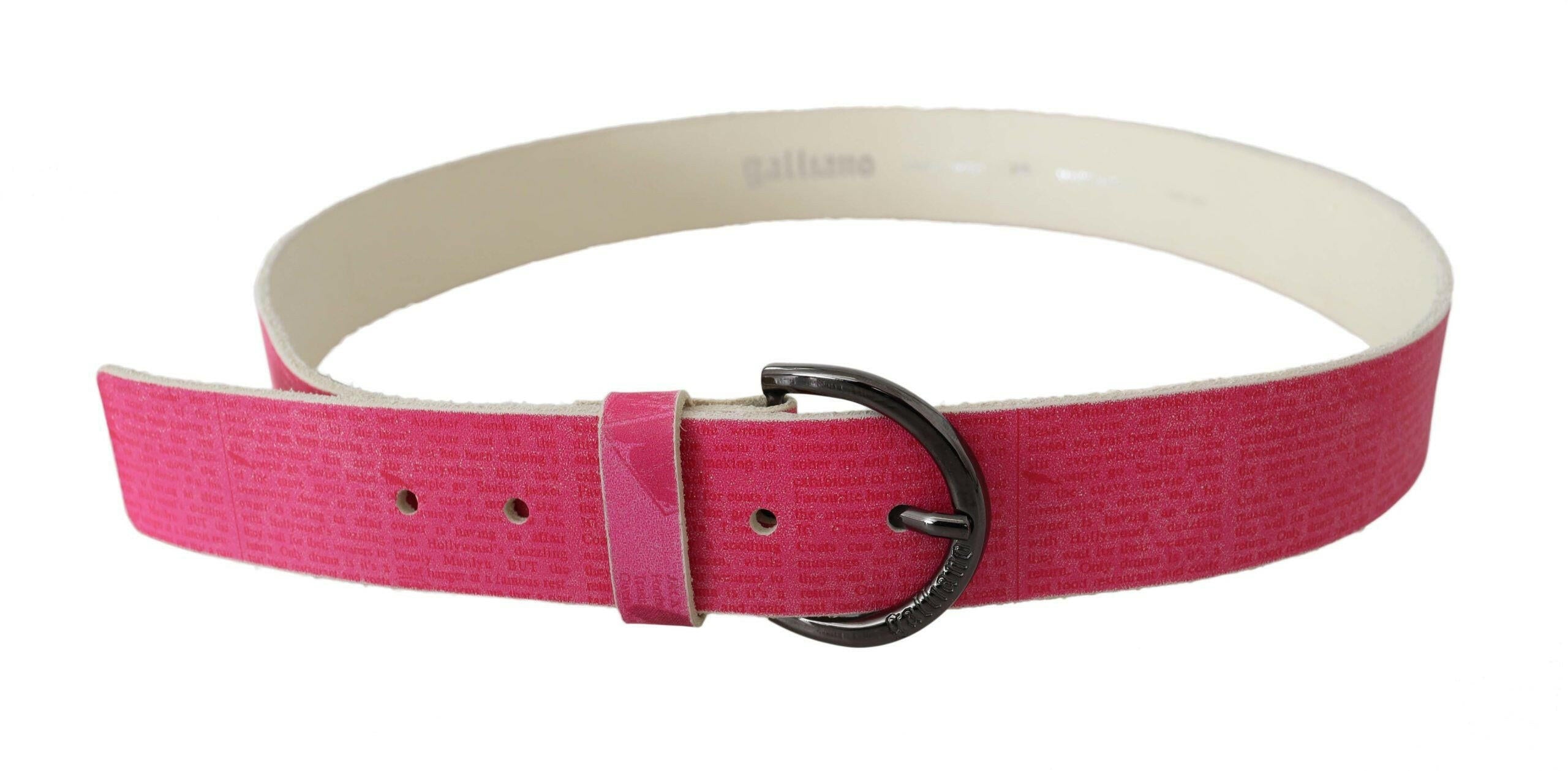 John Galliano Pink Leather Letter Logo Design Round Buckle Belt - GENUINE AUTHENTIC BRAND LLC  