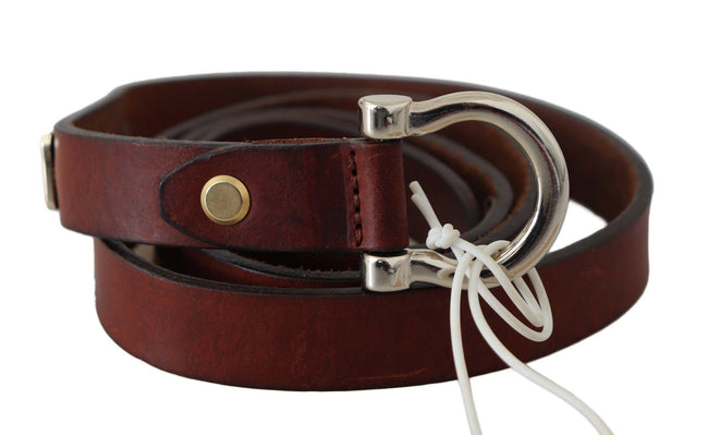 John Galliano Brown Leather Luxury Slim Buckle Belt - GENUINE AUTHENTIC BRAND LLC  