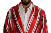 Dolce & Gabbana Chic Striped Silk Sleepwear Robe.