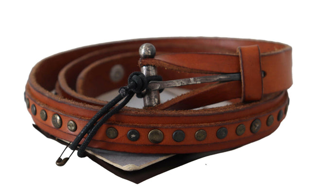 Scervino Street Brown Genuine Leather Rustic Silver Buckle Belt - GENUINE AUTHENTIC BRAND LLC  