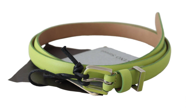 Scervino Street Green Leather Chartreuse Silver Green Buckle Belt - GENUINE AUTHENTIC BRAND LLC  