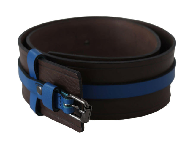 Costume National Brown Thin Blue Line Leather Buckle Belt - GENUINE AUTHENTIC BRAND LLC  