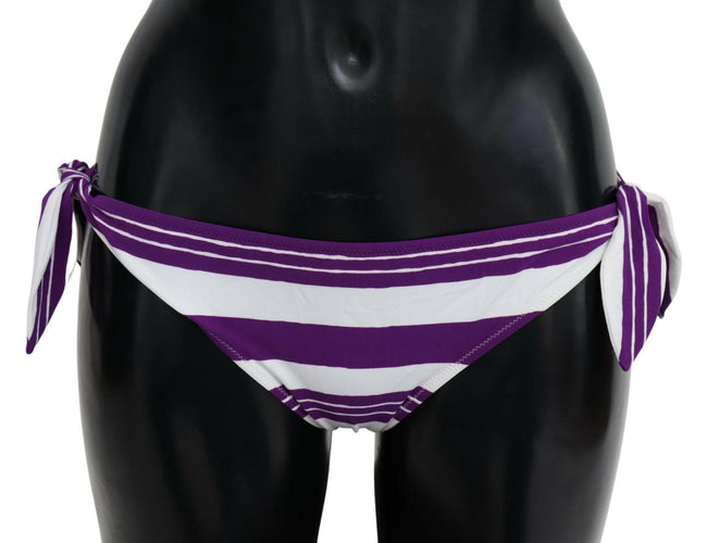 Dolce & Gabbana Purple White Stripes Beachwear Bikini Bottom - GENUINE AUTHENTIC BRAND LLC  