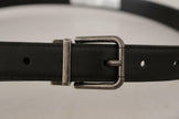 Dolce & Gabbana Black Plain Leather Vintage Logo Metal Buckle Belt - GENUINE AUTHENTIC BRAND LLC  