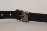 Dolce & Gabbana Black Plain Leather Vintage Logo Metal Buckle Belt - GENUINE AUTHENTIC BRAND LLC  