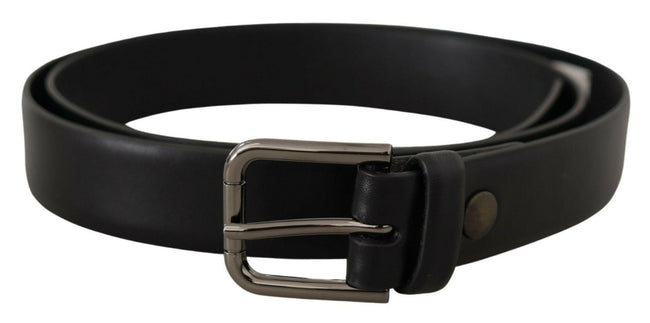 Dolce & Gabbana Black Calf Leather Classic Logo Metal Buckle Belt - GENUINE AUTHENTIC BRAND LLC  
