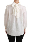 Dolce & Gabbana White Turtle Neck Blouse Shirt Silk Top - GENUINE AUTHENTIC BRAND LLC  