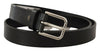 Dolce & Gabbana Black Calf Leather Silver Tone Metal Buckle Belt - GENUINE AUTHENTIC BRAND LLC  