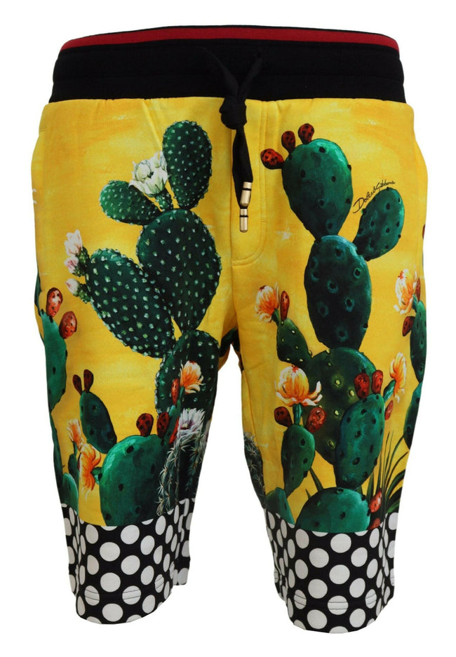 Dolce & Gabbana Multicolor Cactus Print Cotton Sweat Shorts - GENUINE AUTHENTIC BRAND LLC  