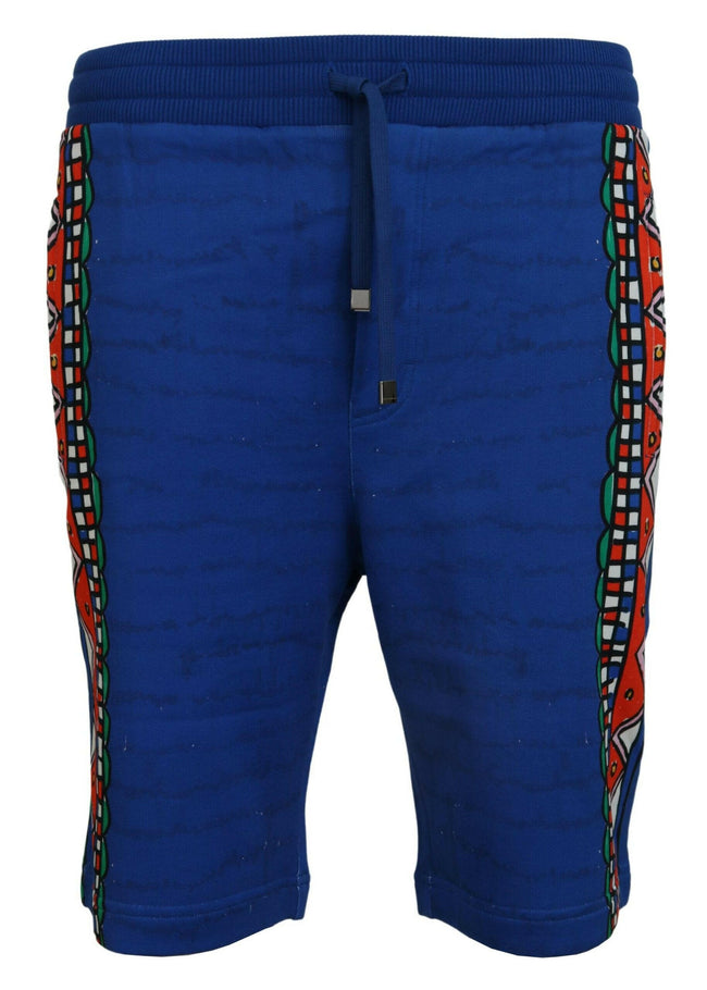 Dolce & Gabbana Blue Cotton Printed Bermuda Shorts - GENUINE AUTHENTIC BRAND LLC  