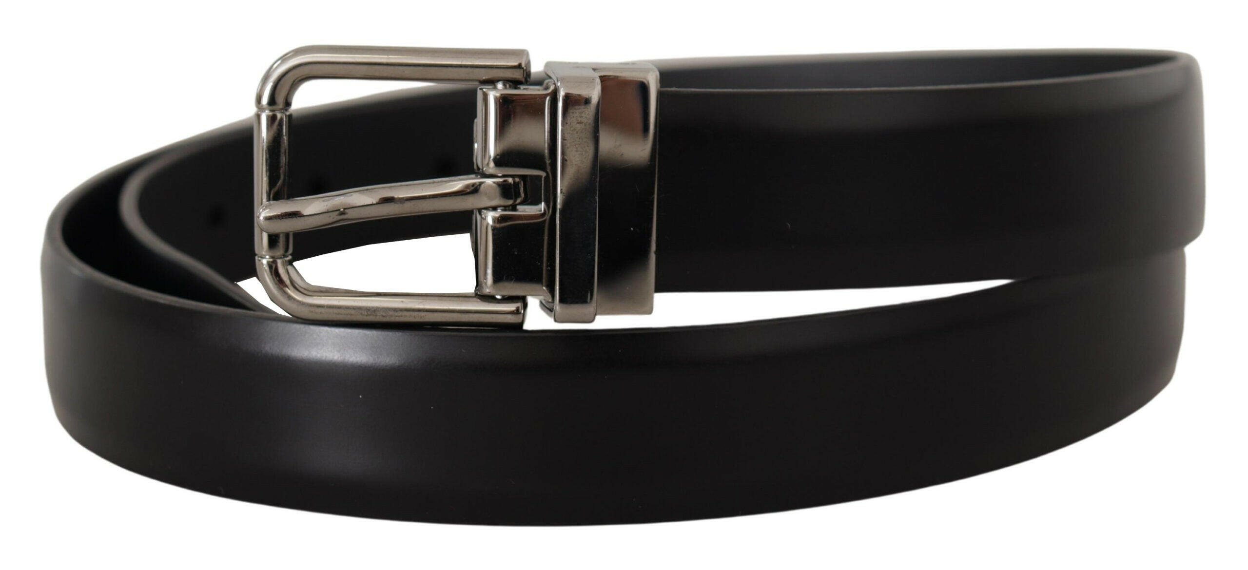 Dolce & Gabbana Black Calf Leather Metal Logo Buckle Belt - GENUINE AUTHENTIC BRAND LLC  