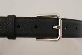 Dolce & Gabbana Black Calf Leather Brown Backend Metal Buckle Belt - GENUINE AUTHENTIC BRAND LLC  