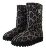 Dolce & Gabbana Gray Leopard Boots Padded Mid Calf Shoes - GENUINE AUTHENTIC BRAND LLC  