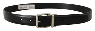 Dolce & Gabbana Black Calf Leather Logo Engraved Metal Buckle Belt - GENUINE AUTHENTIC BRAND LLC  