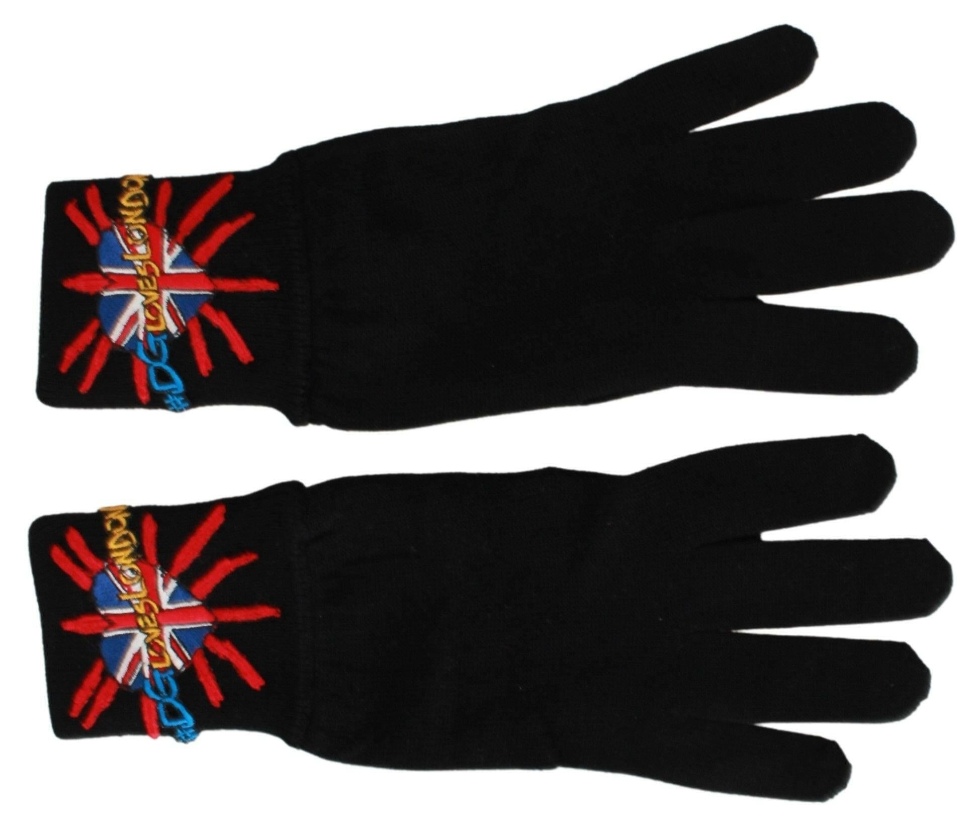 Dolce & Gabbana Black #DGLovesLondon Embroidered Wool Gloves - GENUINE AUTHENTIC BRAND LLC  