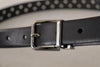 Dolce & Gabbana Black Calf Leather Perforated Metal Buckle Belt - GENUINE AUTHENTIC BRAND LLC  