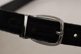 Dolce & Gabbana Black Velvet Classic Logo Engraved Metal Belt - GENUINE AUTHENTIC BRAND LLC  
