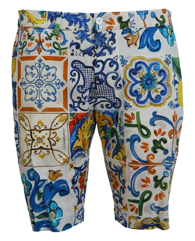 Dolce & Gabbana Majolica Print Cotton Chinos Shorts - GENUINE AUTHENTIC BRAND LLC  
