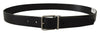Dolce & Gabbana Black Calf Leather Logo Engraved Metal Buckle Belt - GENUINE AUTHENTIC BRAND LLC  